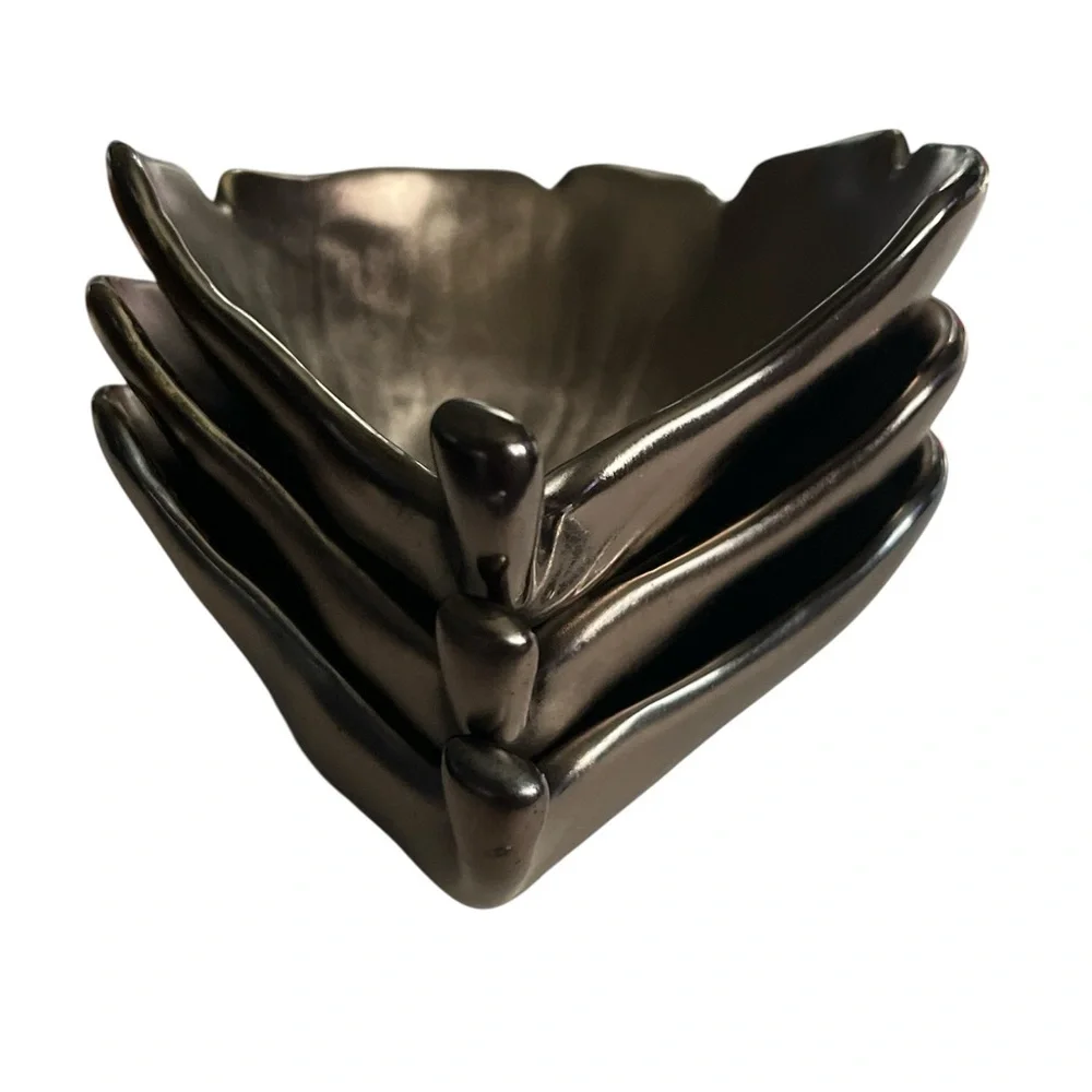 Crate&Barrel set of 3 gingko leaf trays